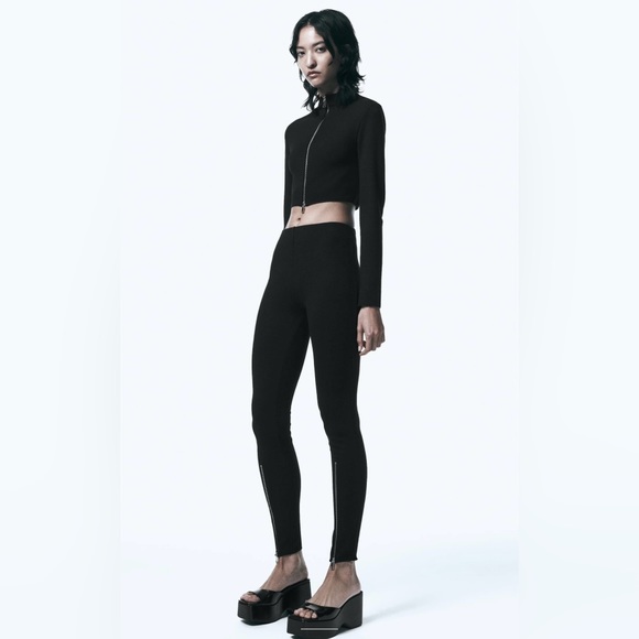 Zara Zippered stretch knit leggings - Picture 3 of 9